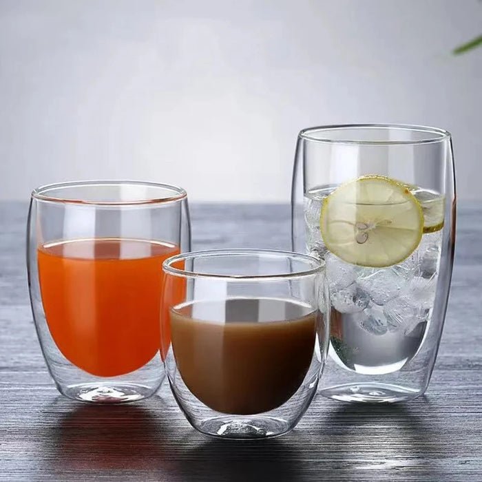 Tasse en verre à Double paroi avec isolation thermique, artisanat Transparent pour tasses à thé, Mini whisky et expresso