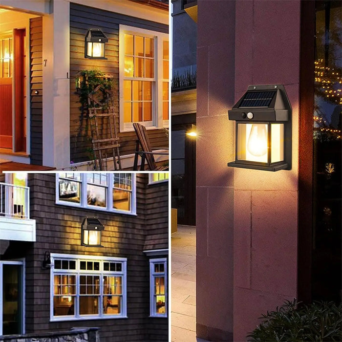 Luz Solar de pared de tungsteno para exteriores con Sensor de movimiento, luz LED de seguridad impermeable IP65 para Patio, cubierta exterior, porche, granero y garaje