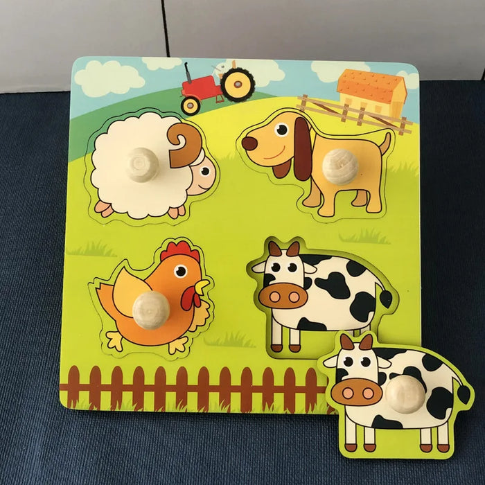 Puzzles en bois Montessori pour les tout-petits – Jouets animaux d'apprentissage pour 1 à 3 ans