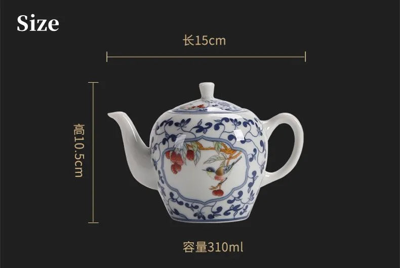 Tetera elegante de estilo chino, juego de té de cerámica, hermosa tetera, vajilla de porcelana azul y blanca, 310ml