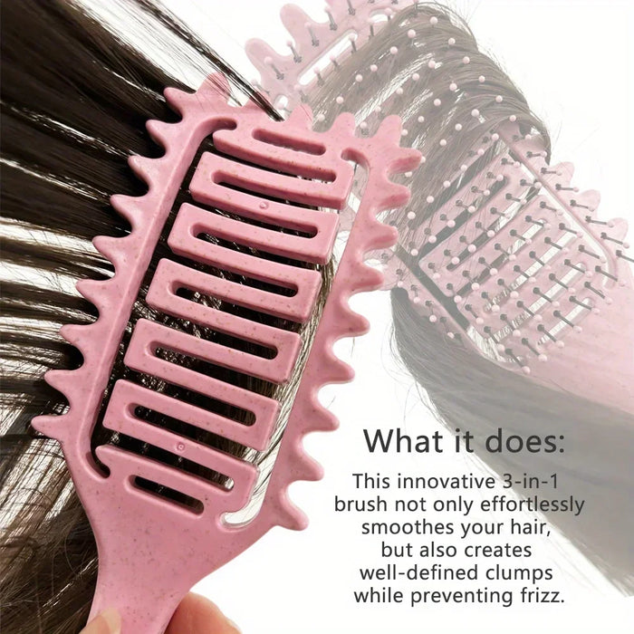 Brosse coiffante à friser 3 en 1 - Brosse démêlante perforée pour cheveux crépus, idéale pour créer et définir des boucles, outil de coiffure