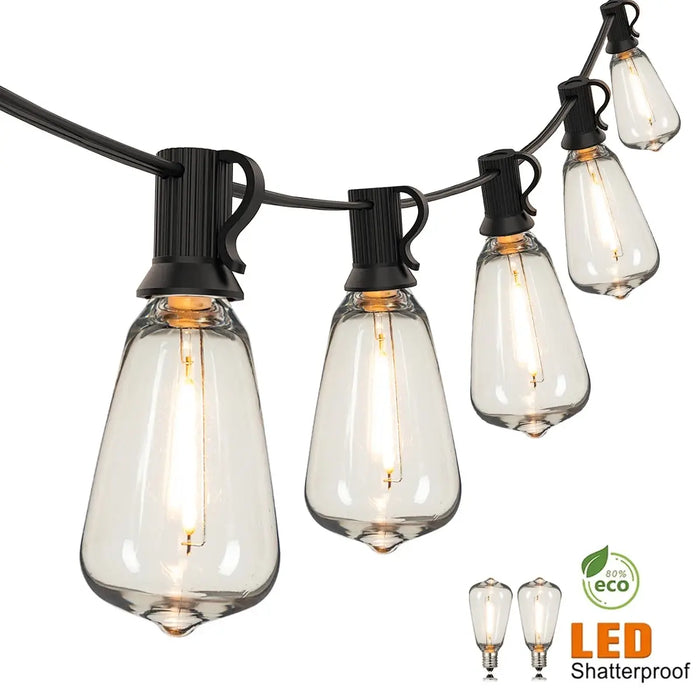 Guirnaldas de luces para exterior ST38, lámpara LED de plástico resistente al agua conectable, regulable, para Patios y jardines, luces de hadas