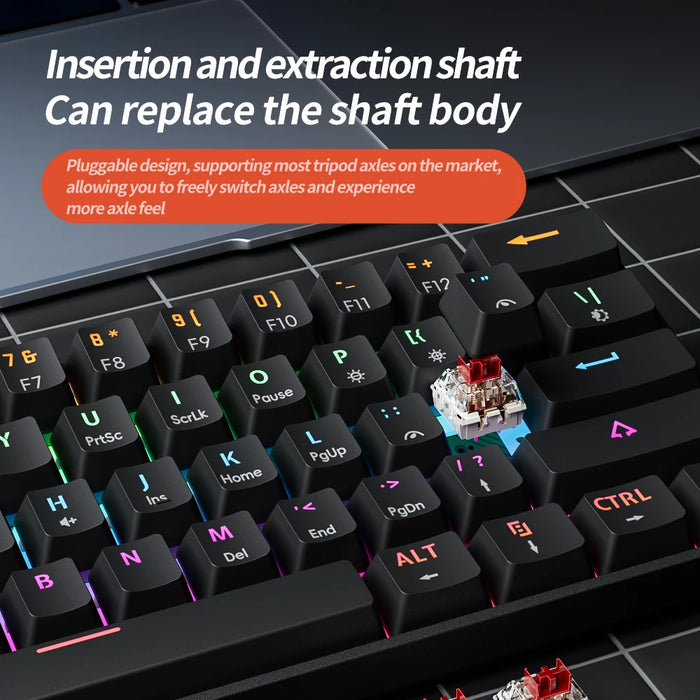 MUCAI MK61 USB Gaming Mechanical Keyboard 61 Keys Red Switch Cable with Detachable RGB Backlight Hot Swappable