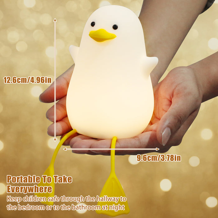 Lampe de nuit en forme de canard en silicone - Lampe LED rechargeable à commande tactile pour enfants, compagnon de lit parfait