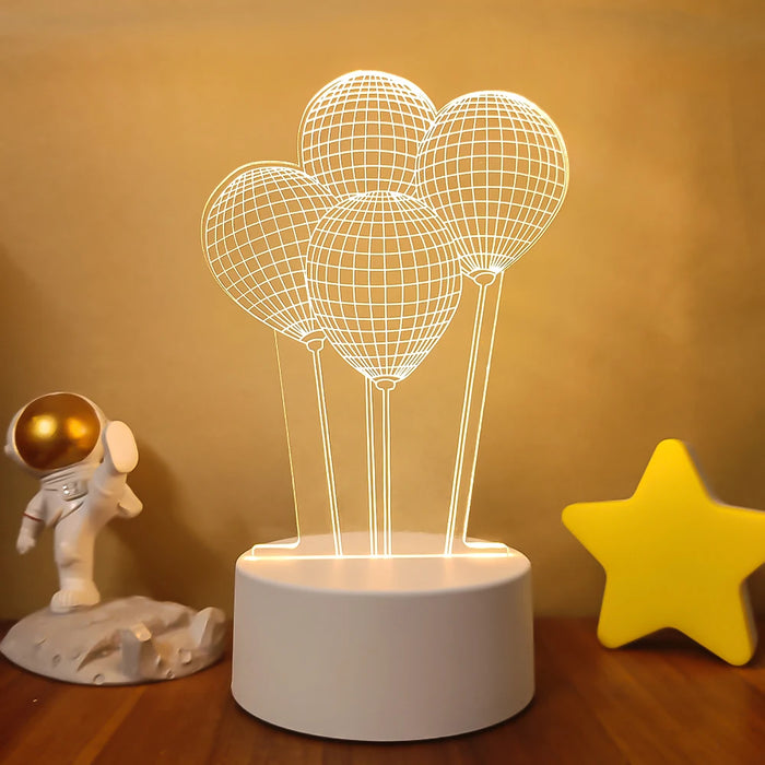 Lámpara de noche LED Sololander Creative 3D Illusions - Lámpara de mesa única para decoración del hogar con pantalla acrílica