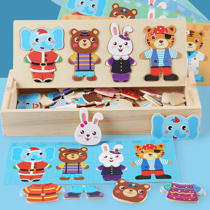 QWZ petit ours habiller les enfants éducation précoce confort Puzzle jeu habiller jeu bébé Puzzle jouets pour enfants cadeau