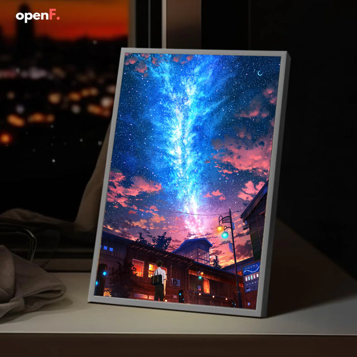 HD Anime Meteor Malerei Atmosphäre Beleuchtung Einfache Foto Rahmen USB Stecker Dimmbare LED Nacht Lampe Wohnkultur Stimmung Licht Geschenk