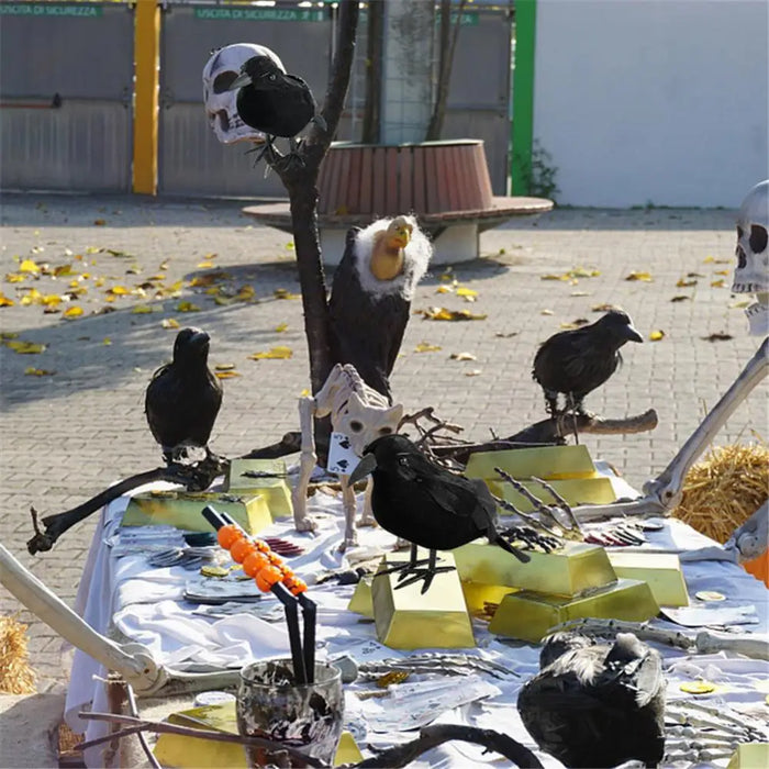 Décoration d'Halloween Simulation Black Crow - Accessoires d'oiseaux effrayants pour les festivités