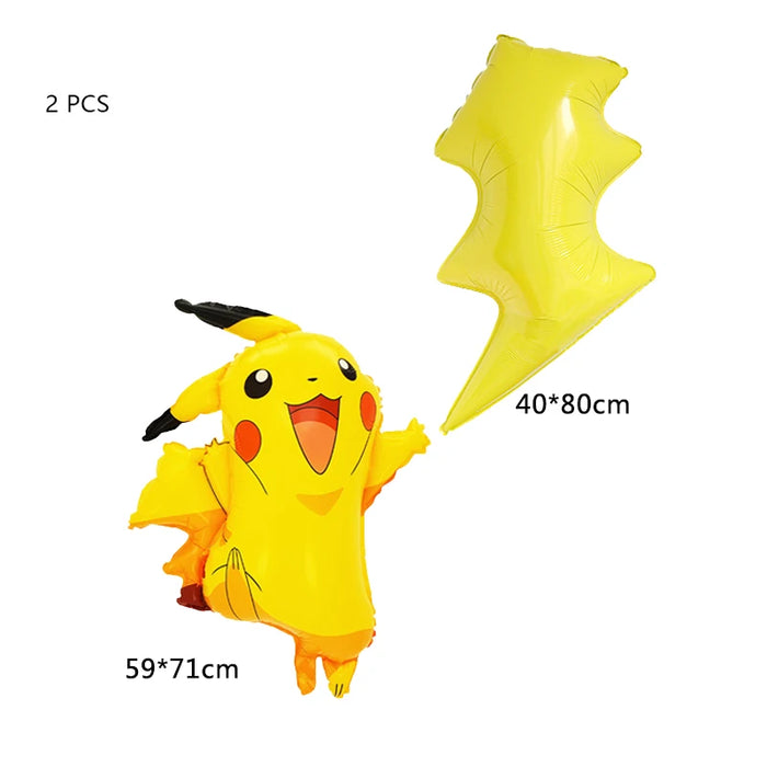 Essentiels de fête d'anniversaire sur le thème de Pikachu – Kit de ballons Lightning Pikachu, vaisselle, bannières et toile de fond pour fête d'enfants