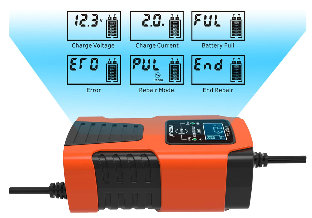 Cargador de Baterías Inteligente 6V/12V con Desulfatador - Carga Automática para Coche, Moto y Camión