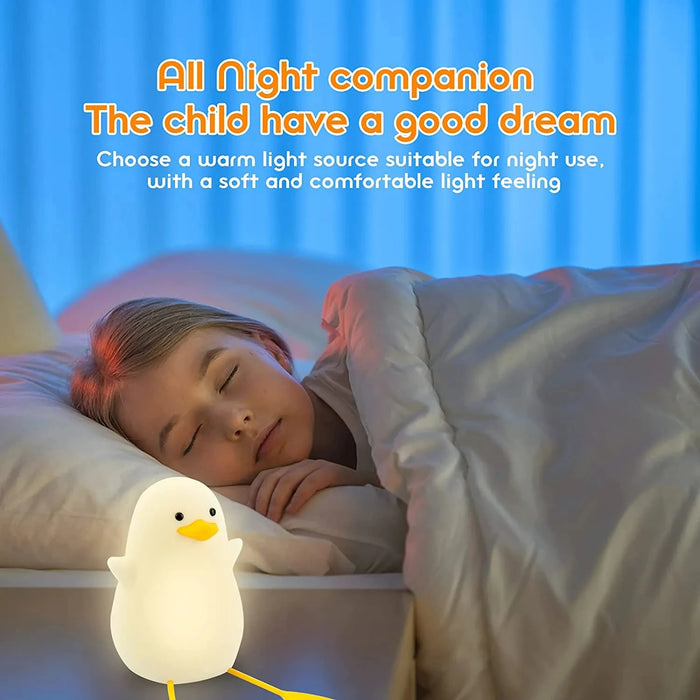 Lampe de nuit en forme de canard en silicone - Lampe LED rechargeable à commande tactile pour enfants, compagnon de lit parfait