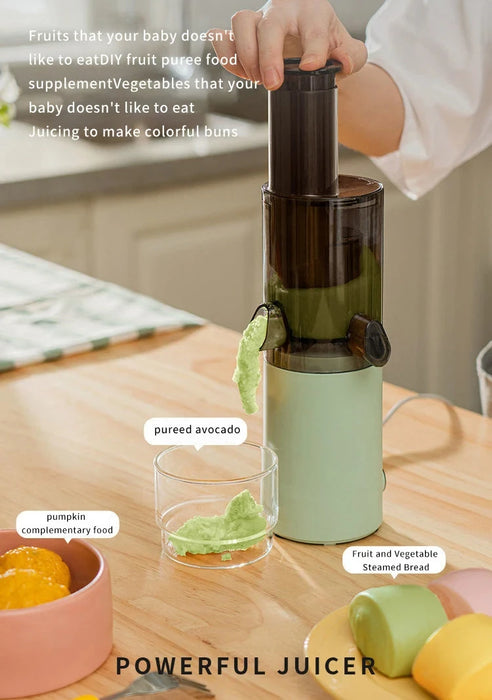 Compact Slow Juicer for Home - Automatic Multifunctional Fruit Juicer with Residue Separation