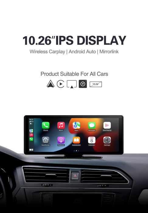 XUDA Universal 10,26 Zoll Autoradio Multimedia WIFI Video Player Wireless Carplay & Android Auto für Apple oder Android MP5 Player