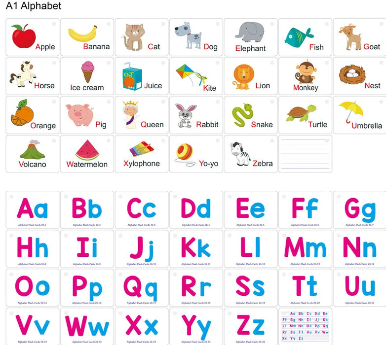 Cartes Flash d'apprentissage pour enfants avec photos, Alphabet, chiffres et couleurs, jouets éducatifs précoces pour enfants d'âge préscolaire et KTH