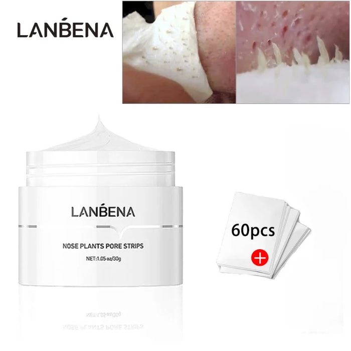 LANBENA Reinigende Gesichtsmaske für die Nase – Porenmasken-Peeling und Aknebehandlung mit schwarzer Maske für eine tiefenreinigende Hautpflege