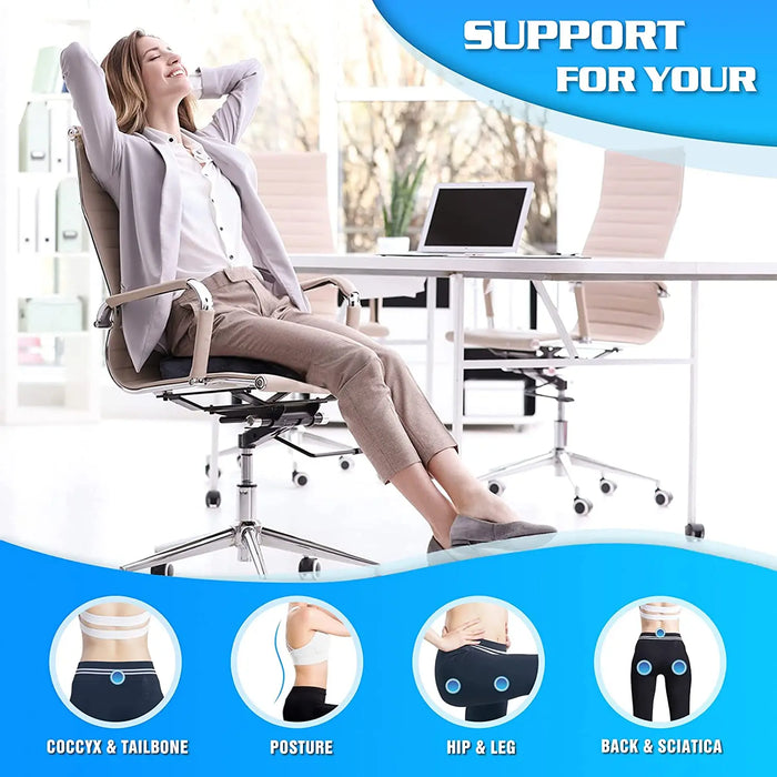 Coussin de siège ergonomique avec mousse à mémoire de forme et massage – Pour soulager les maux de dos dans les chaises de bureau