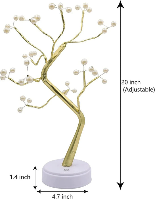 LED-Bonsai-Baum-Nachtlicht mit Fernbedienung – 36 Perlenengel für Schlafzimmer und Innendekoration, verstellbare Tischlampe