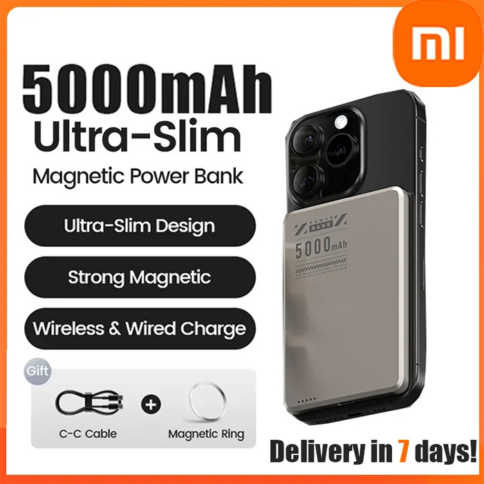 Xiaomi 5000 mAh magnetische Power Bank schlanke kabellose tragbare externe Batterie für MagSafe für iPhone 16 15 Samsung