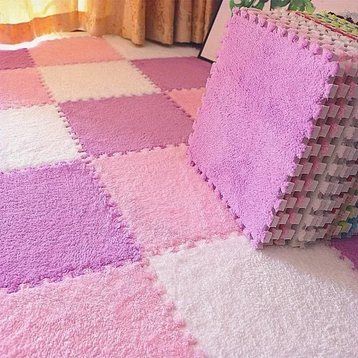 Tapis patchwork doux 30x30 cm - Intérieur élégant de chambre et de salon