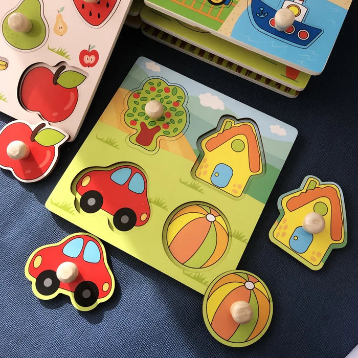 Jouets en bois Montessori pour enfants de 1 à 3 ans, jeux de développement et puzzles pour les tout-petits, jeux d'apprentissage éducatifs