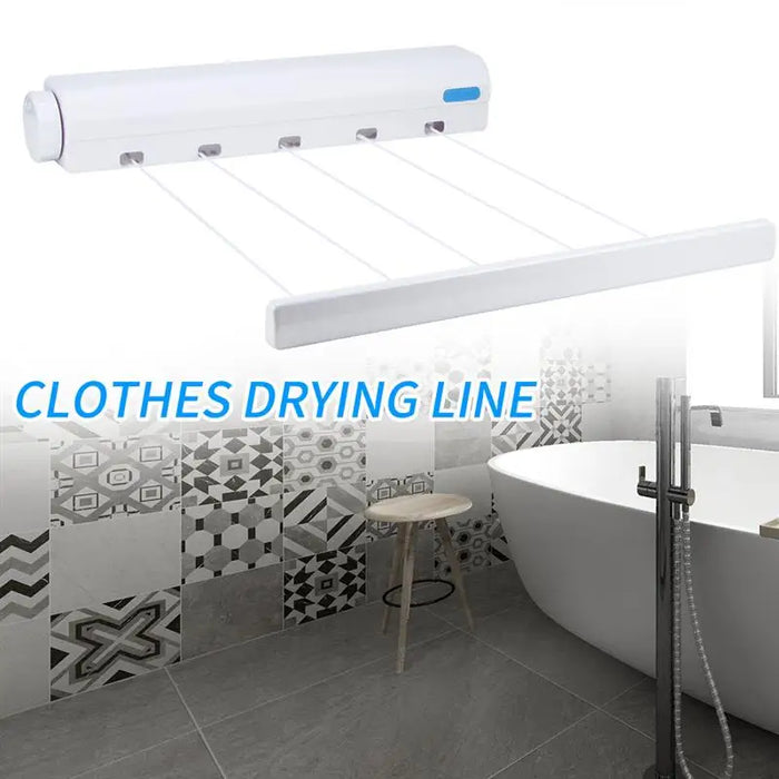 Wall Mounted Automatic Telescopic Clothesline - Retractable Indoor Washing Line with 4/5 Lines, Ideal for Drying Clothes and Towels