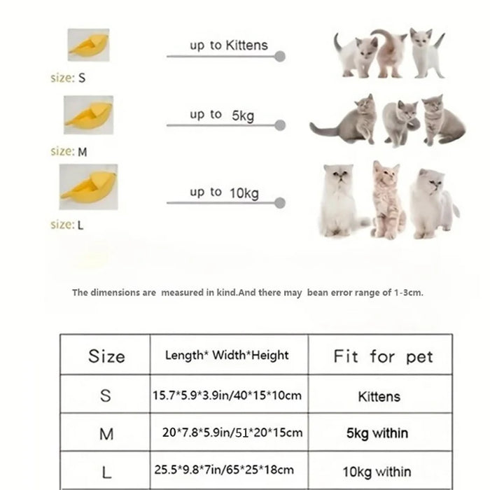 Söt och Rolig Banan Kattbädd - Mysig och Hållbar Kattmatta för Små Husdjur, Flerfärgad Korg och Kudde