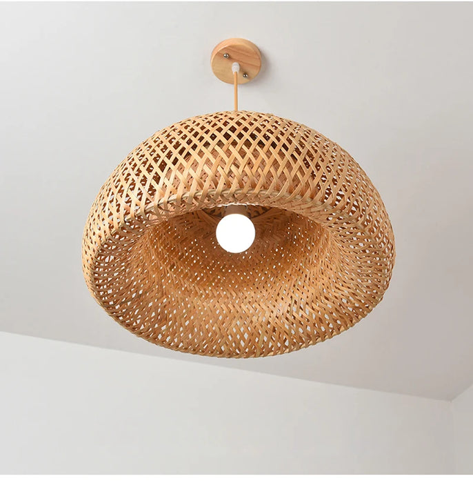 Lampe suspendue en bambou, plafonnier en rotin tissé, Lustre tressé à la main pour la maison