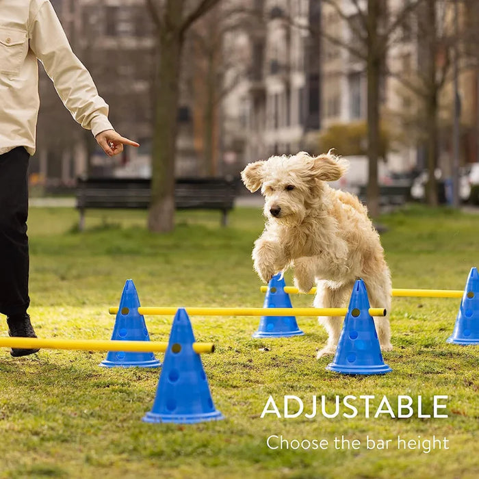 Kit d'entraînement d'agilité pour chiens - Parcours d'obstacles avec barre de saut pour obstacles et accessoires d'entraînement