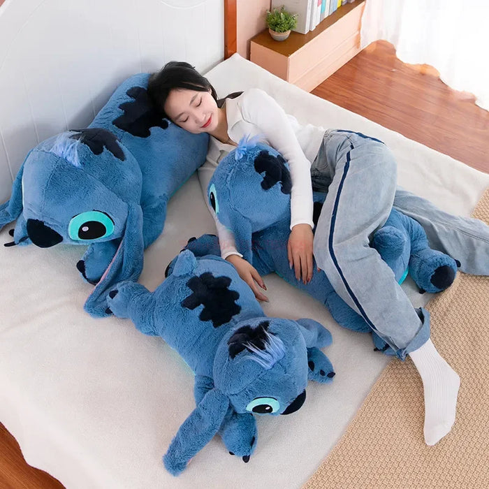 Disney 45/60/80cm Stitch Animal relleno Lilo & Stitch muñeca de hielo suave almohada suave soporte propenso azul oscuro/claro Linda Idea de regalo