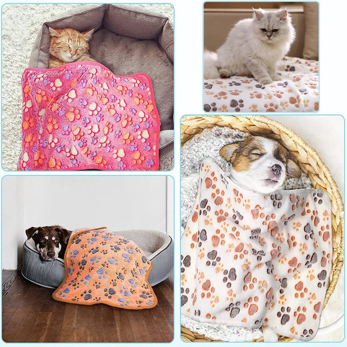 Cozy Dog Bed Carpet Blanket with Cute Elephant/Paw Pattern - Comfortable Travel Mat for Cats and Dogs