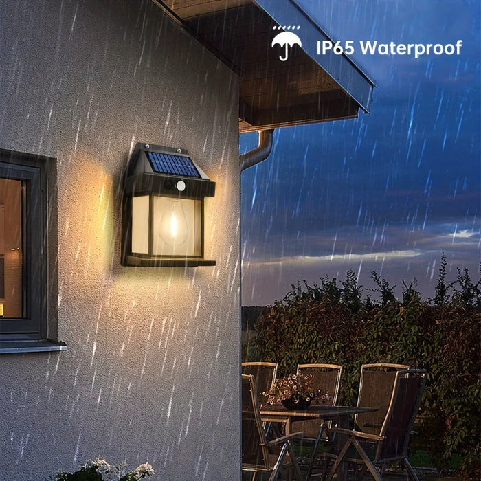 Luz Solar de pared de tungsteno para exteriores con Sensor de movimiento, luz LED de seguridad impermeable IP65 para Patio, cubierta exterior, porche, granero y garaje