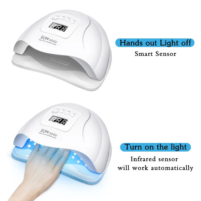 Secador de uñas LED con lámpara UV para curar esmalte de uñas en gel - Herramienta de salón de manicura y pedicura con sensor de movimiento