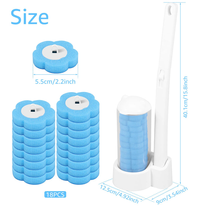 Têtes de brosse de toilette jetables, Kit de nettoyage hygiénique à long manche, 18/36 pièces, accessoires de toilette