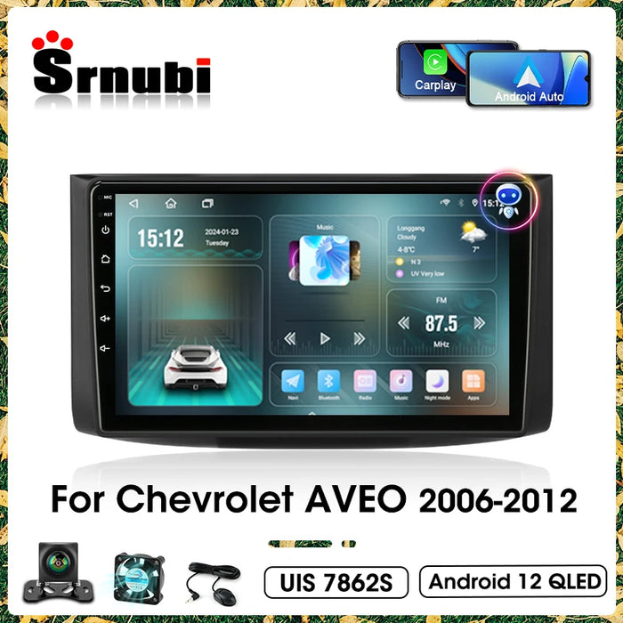 Autoradio 2Din Android 12 avec CarPlay et GPS pour Chevrolet AVEO T250 2006-2012 - Lecteur multimédia et système de divertissement