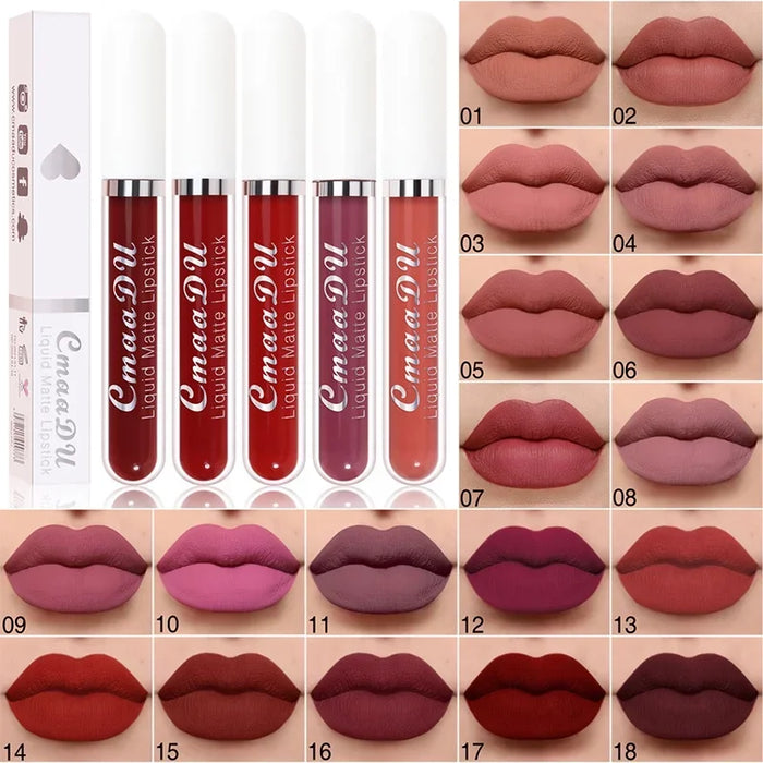 Sexy langanhaltender samtmatter Lipgloss, flüssiger Lippenstift, Make-up für Frauen, Schönheit, rot, nicht klebend, kupferfarben, wasserfester Lipgloss