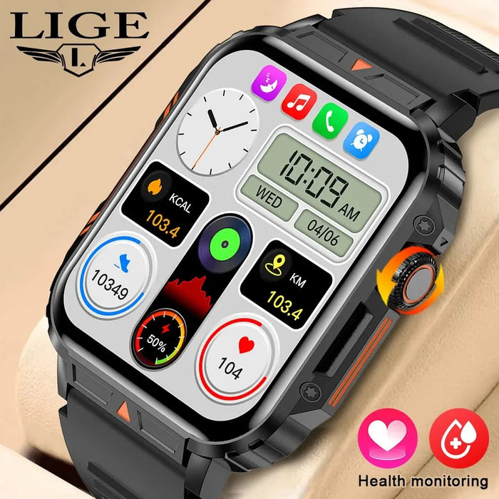 LIGE Smartwatch con Pantalla de 1,95 Pulgadas - Monitoreo de Salud, Reloj Deportivo y Fitness Impermeable IP68 para Hombres y Mujeres