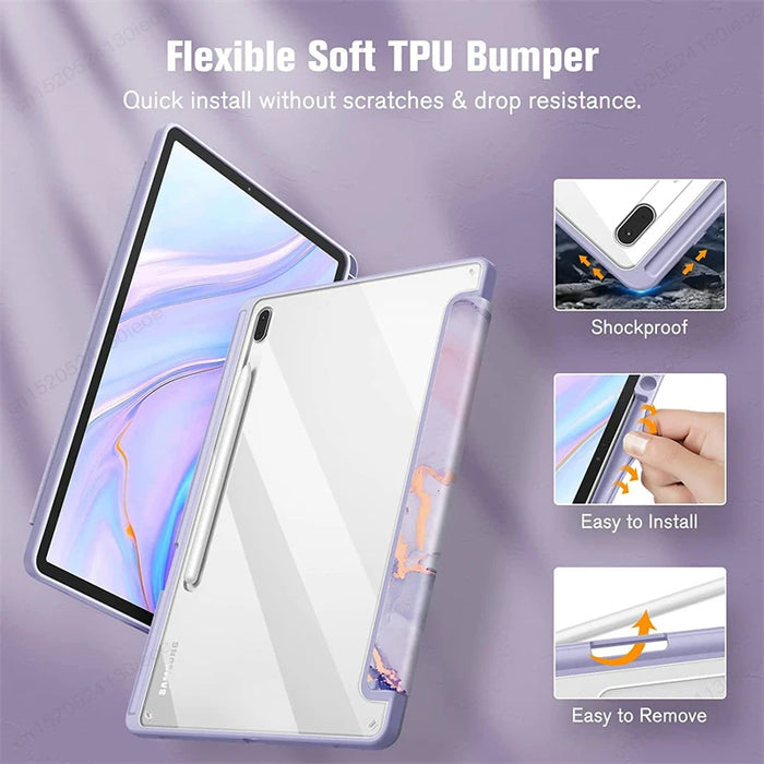 Funda con portalápices para Samsung Galaxy Tab S9 FE 11 Plus 12,4 pulgadas 2023 - Carcasa protectora para Tab A9 S9 S8 S7 11" Plus 12,4"