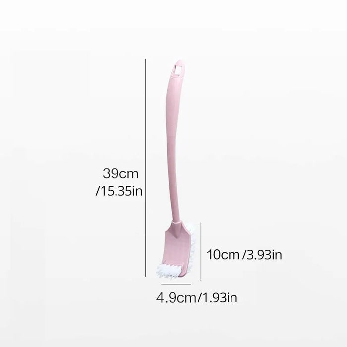 Brosse de toilette polyvalente à Double tête avec poils doux, brosse de nettoyage de salle de bain incurvée en plastique avec manche Long pour coin