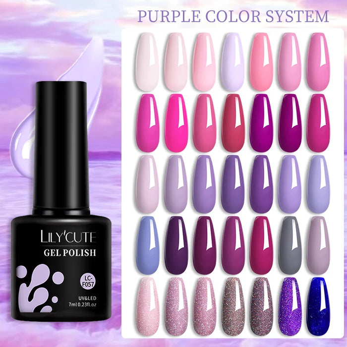 LILYCUTE 129 Farben 7 ml Nagel-Gel-Nagellack – semi-permanente Nagelkunst-Maniküre zum Einweichen von LED-UV-Gel-Nagellack