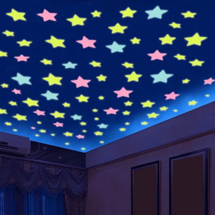 Autocollants lumineux étoiles en PVC pour les nuits sombres, art mural fluorescent pour décorations de chambre d'enfants et de fête