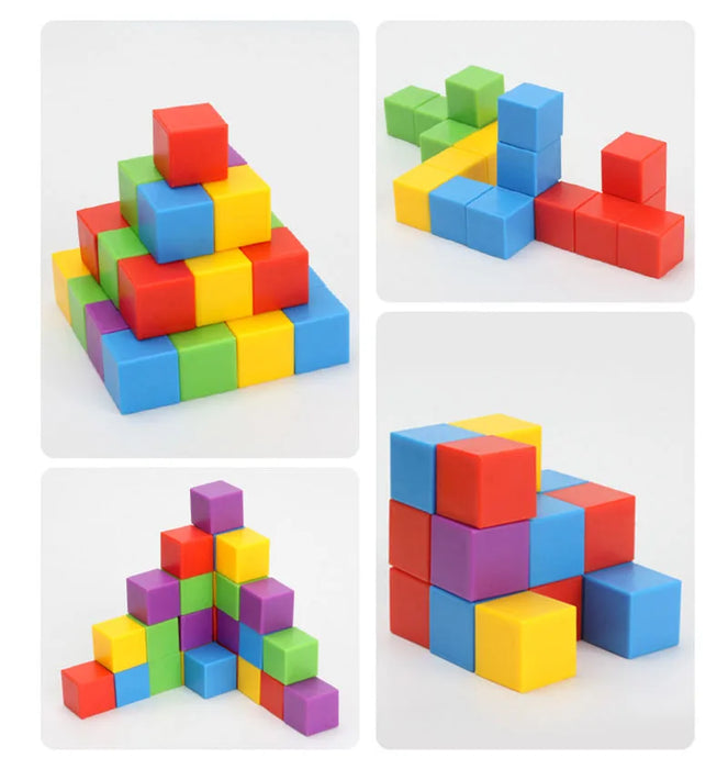 Puzzles de blocs magiques Montessori, jeux de pensée spatiale et logique, blocs à empiler arc-en-ciel, éducation mathématique pour les enfants