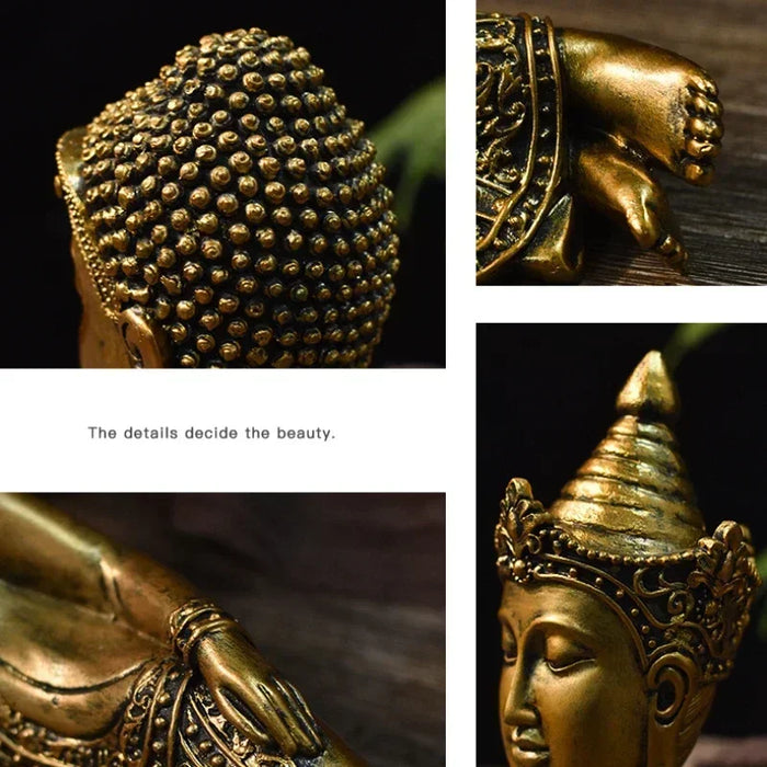 Elegant Gold Buddha Skulptur i Resin - Inomhus Feng Shui Figur för Heminredning och Gåvor