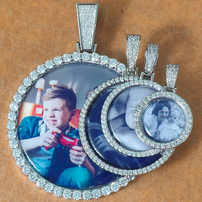 Personalisierte, lasergravierte Foto-Halskette für Männer und Frauen – individueller Schmuck mit jedem Bild, runder Anhänger in den Größen 26/35/45/68,5 mm