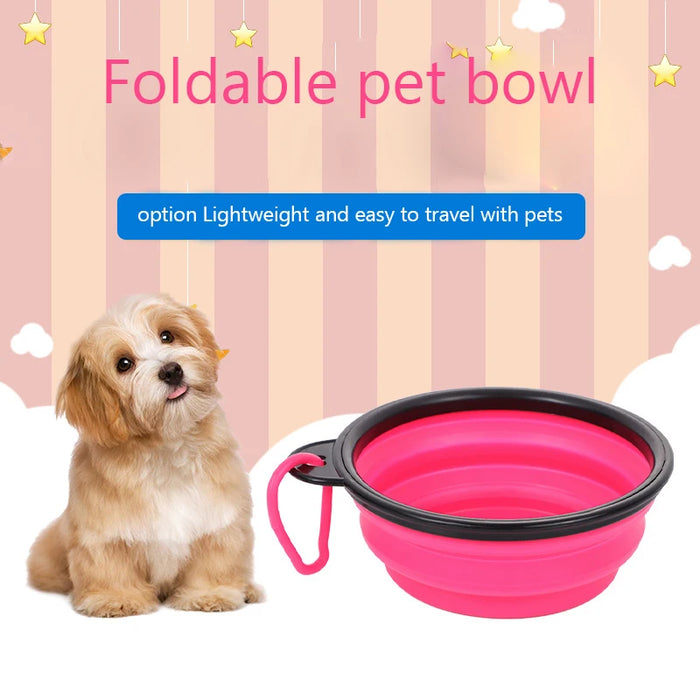 Gamelle pliable en silicone pour chien pour une utilisation en extérieur – portable et légère pour la randonnée et l'aventure.