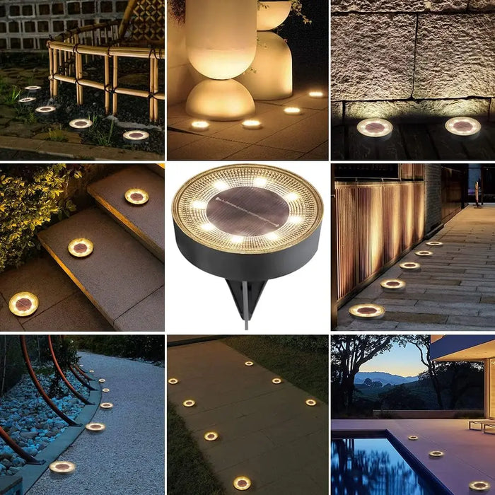 Iluminación solar LED impermeable para uso en exteriores: iluminación de suelo para caminos, terrazas y jardines