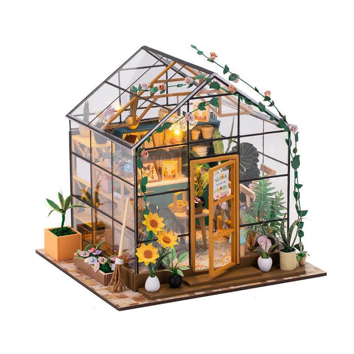 Mini maison de fleurs en bois à faire soi-même - Puzzle de maison de poupée 3D avec meubles et décorations