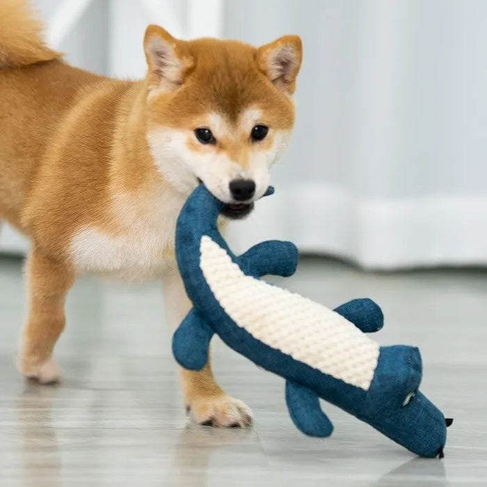 Juguete interactivo para perros con forma de cocodrilo de felpa con sonido: material de entrenamiento para masticar y dentición