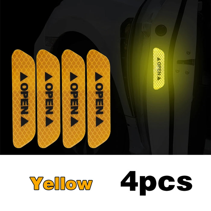 4-Pack Reflective Car Door Stickers – Safety Warning and Open Indicator