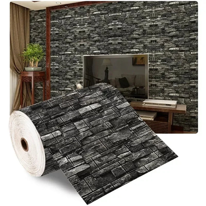 Papel pintado autoadhesivo de ladrillo de espuma 3D, adhesivo decorativo impermeable para pared de salón y dormitorio (70cm x 1/5/10m)