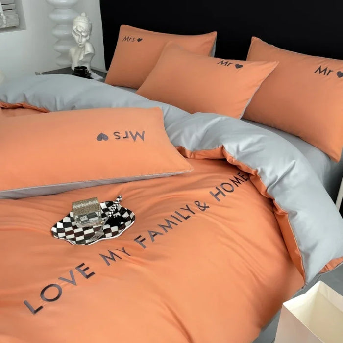 Nordic Luxus-Bettwäsche-Set aus ägyptischer Baumwolle für King-Size-, Queen-Size-, Doppel- und Twin-Size-Betten mit Laken, Bettbezug und Kissenbezügen für 1/2 Personen